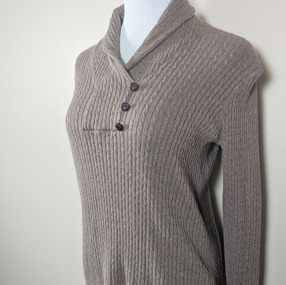 Jeanne Pierre Cable Knit, Fold Down Collar